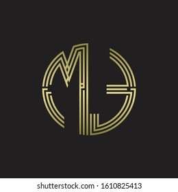 MT Logo monogram triple ribbon style line design template isolated with gold color