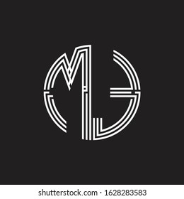 MT Logo monogram triple ribbon style line design template isolated on black background