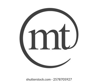 MT logo from two letter with circle shape email sign style. M and T round logotype of business company for brand identity.