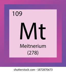 Mt Meitnerium Chemical Element Periodic Table. Single element vector illustration, Element icon with molar mass and atomic number for laboratory, science or chemistry education.