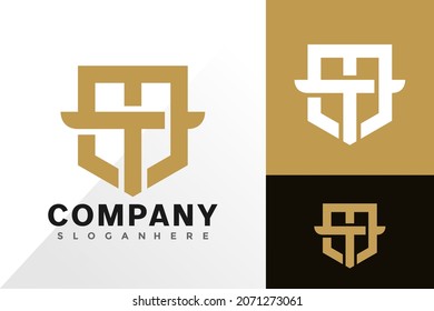 MT monogram shield logo vector design. Abstract emblem, designs concept, logos, logotype element for template