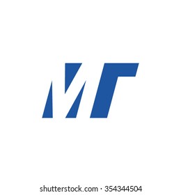 MT negative space letter logo blue