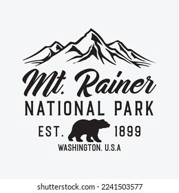 Mt. Rainier National Park Hiking funny t-shirt design