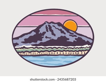 Parque nacional de Mt Rainier en diseño de estilo de dibujo a mano vintage para insignia, camiseta, pegatina, etc