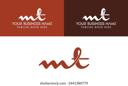 MT signature logo. MT handwriting logo or MT cursive logo