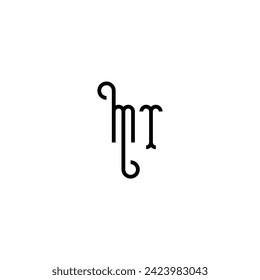 MT simple curved concept initial logo design black and white background