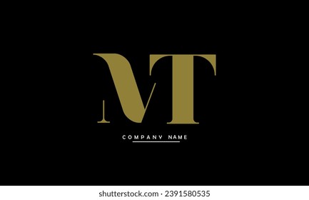 Monograma del logotipo de las letras abstractas MT, TM