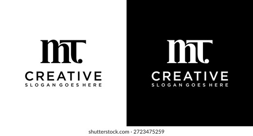 VECTOR de diseño de logotipo de letra inicial MT o TM