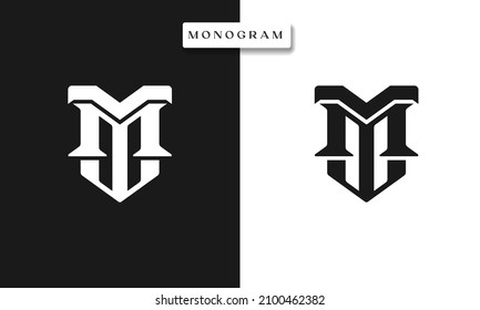 MT TM M T Monogram Logo Template Vector Illustration Isolated in Black White Background