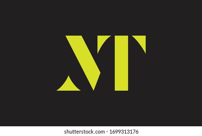MT o TM y M o T Letra mayúscula Diseño del logotipo inicial, plantilla del vector