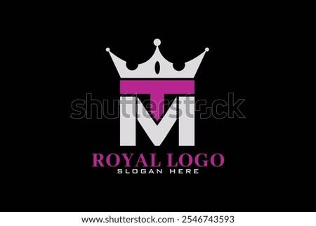 MT, TM, VT, VM, M, T, V, MTV, VTM Royal Creative logo design with crown. Vector illustration.	