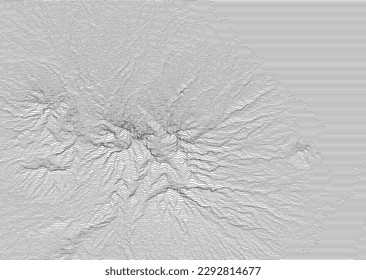 Mt. Wilis in 3D topography map, vector contour.