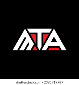 MTA triangle letter logo design with triangle shape. MTA triangle logo design monogram. MTA triangle vector logo template with red color. MTA triangular logo Simple, Elegant, and Luxurious design.