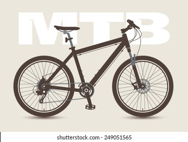 MTB Bicycle isolated and monochrome. Vector illustration.