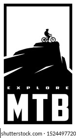 MTB Explore. Mountain Bike Banner, T-shirt Print Design.