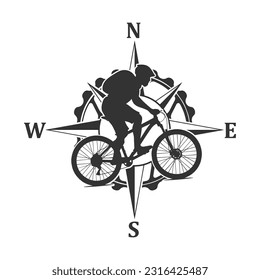 Forma de diseño de imágenes prediseñadas de la ilustración de la ilustración de la imagen de la MTB. Vector de iconos de silueta deportiva de ciclismo de montaña.