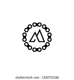 MTB Mountain Bike and Chain Circle Combination logo design 