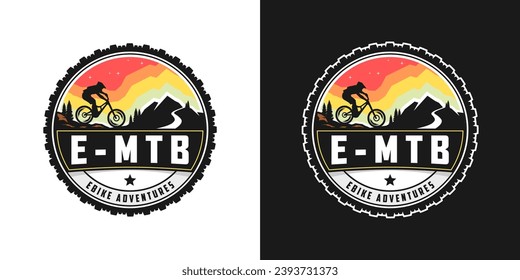 An MTB (Mountain Bike) illustration logo featuring a mountain trail against a retro-toned sky, capturing the essence of adventure and nature.