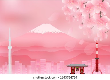 Mt.Fuji Cherry Blossom Tokyo background