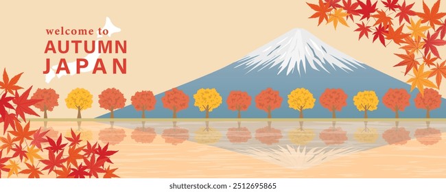 Monte Fuji y árbol momiji.
Paisaje tradicional japonés de otoño.
Temporada de otoño.