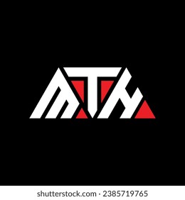 MTH triangle letter logo design with triangle shape. MTH triangle logo design monogram. MTH triangle vector logo template with red color. MTH triangular logo Simple, Elegant, and Luxurious design.
