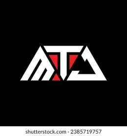 Diseño del logotipo de la letra triangular MTJ con forma triangular. Monograma de diseño del logotipo del triángulo de MTJ. Plantilla de logotipo vectorial triangular MTJ con color rojo. Logo triangular de MTJ Diseño sencillo, elegante y lujoso.