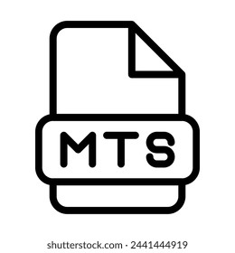 Mts File Icon. Type Files Sign outline symbol Design, Icons Format Type Data. Vector Illustration.