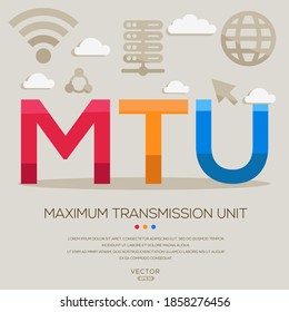 MTU Mittel (Maximum Transmission Unit) Computer und Internet Akronyme, Buchstaben und Symbole , Vektorgrafik.
