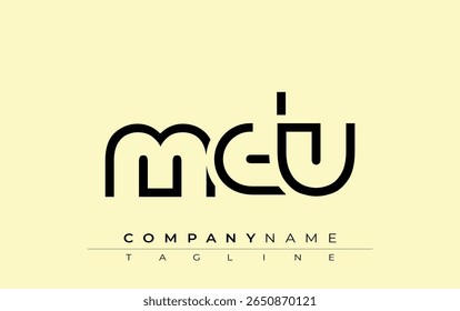 Projeto de letra abstrata MU. Design de logotipo comercial moderno com tipografia abstrata e estilo contemporâneo