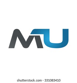 MU company linked letter logo blue