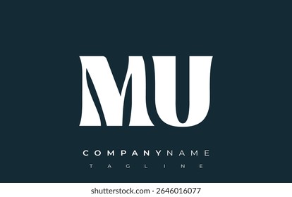 MU Creative Abstract Typography Logo Design. Elegant logo combining bold typography and creative shapes, ideal for branding and identity solutions.