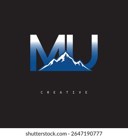 MU Creative Mountain Logo Bold Gradiente Letra marca Diseño de marca para empresas Marcas al aire libre