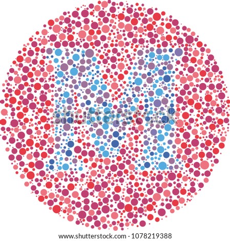 Mu Eye Test - Part of my Greek collection of eye test designs. The Letter Mu cunningly hid inside an Ishihara inspired design.
