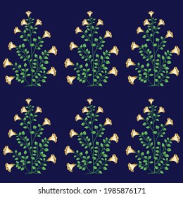 mu gal motif vector flower Pattern on navy background