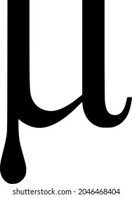 Mu Greek lowercase letter vector illustration. Flat illustration iconic design of Mu Greek lowercase letter, isolated on a white background.
