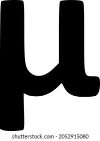 Mu Greek lowercase symbol icon with flat style. Isolated vector Mu Greek lowercase symbol icon illustrations, simple style.