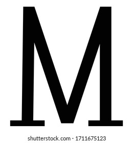 Mu greek symbol capital letter uppercase font icon black color vector illustration flat style image