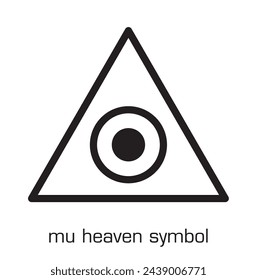 MU heaven symbol. Sacred geometrical figure of a circle inscribed in a triangle. Vector logo design mythological symbol round triangle, magical talisman isolated on white background