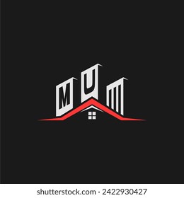 MU Initial Construction Real Estate Home Logo Design Vector