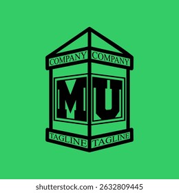 MU Inicial Explore esta coleção exclusiva de logotipos de casas alfabéticas, com combinações elegantes de letras dentro de um contorno geométrico da casa. Perfeito para projetos de marca, design gráfico