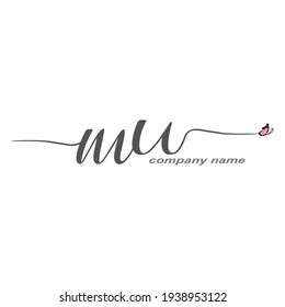 MU Initial Handwriting logo luxury vector beauty
