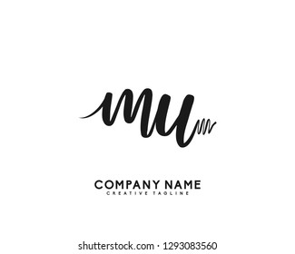 MU Initial Handwriting Logo Template Vector