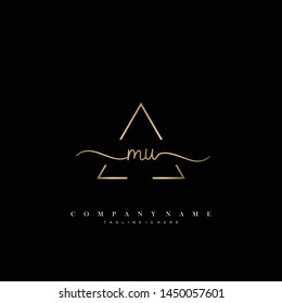 MU initial handwriting logo template vector