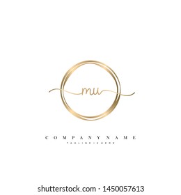 MU initial handwriting logo template vector