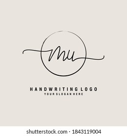 MU Initial handwriting logo template vector