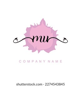 MU initial handwriting logo template vector illustration Background design.