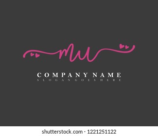 MU Initial handwriting logo vector