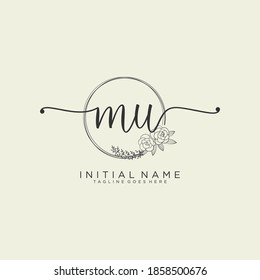 MU Initial handwriting logo vector