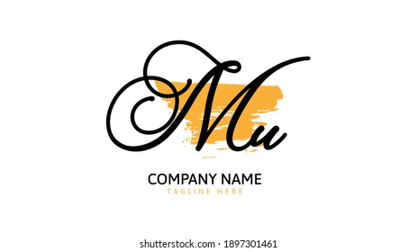 Mu Initial handwriting logo vector