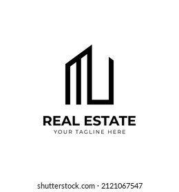 Diseño del logotipo de la letra inicial de la MU